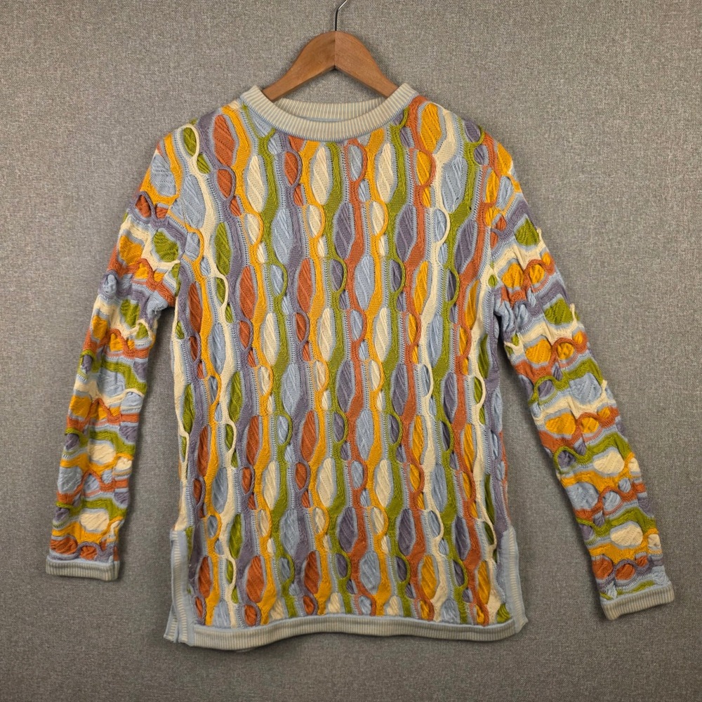 COOGI Australia Vintage 3D Textured Knit Sweater Multicolor SS Crewneck Made AU
